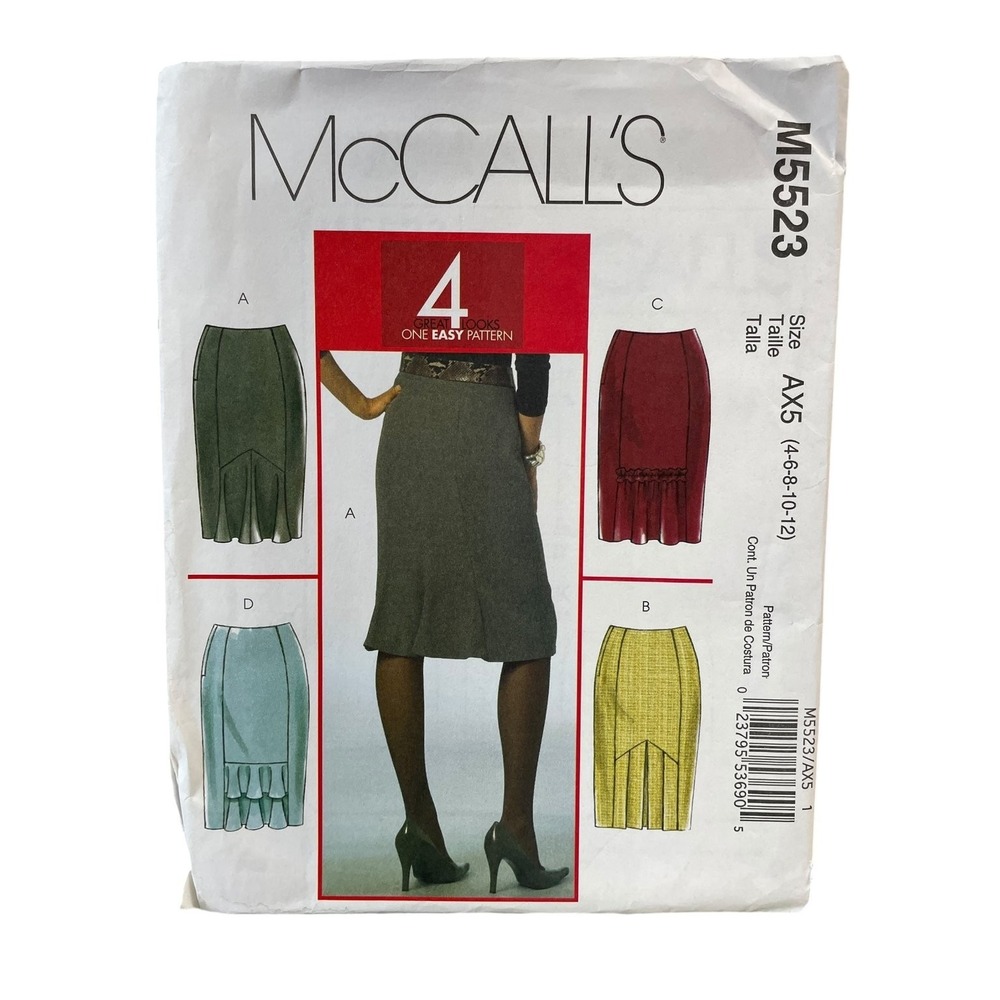 McCALL'S M5523 Misses Skirt Sewing Pattern Size 4-12 Easy Vintage